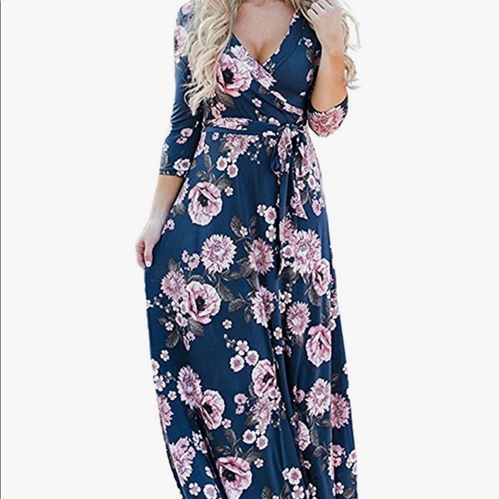 Long floral wrap dress size small *3/$15*